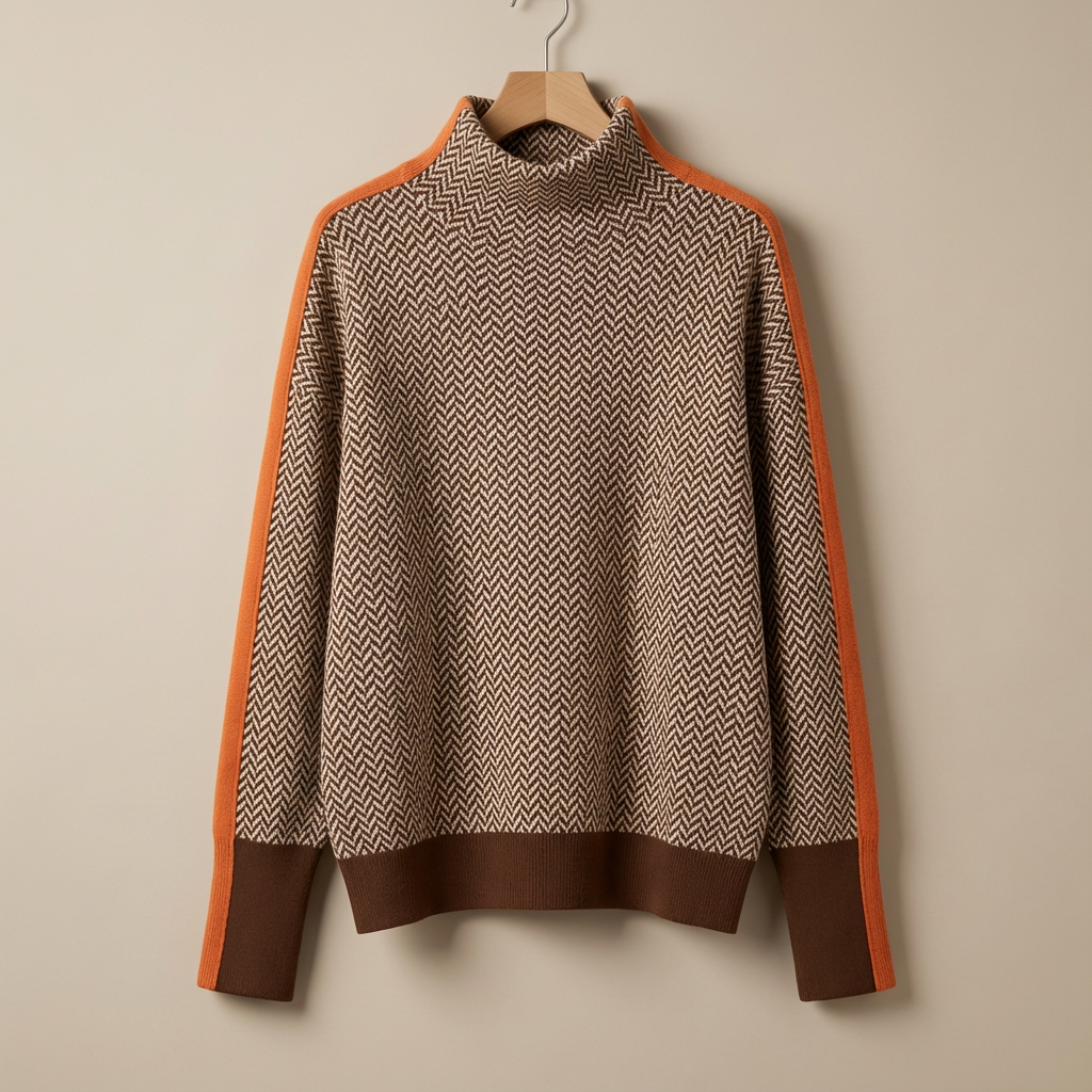 Mala | Genser med høy krage og markante kontraststriper