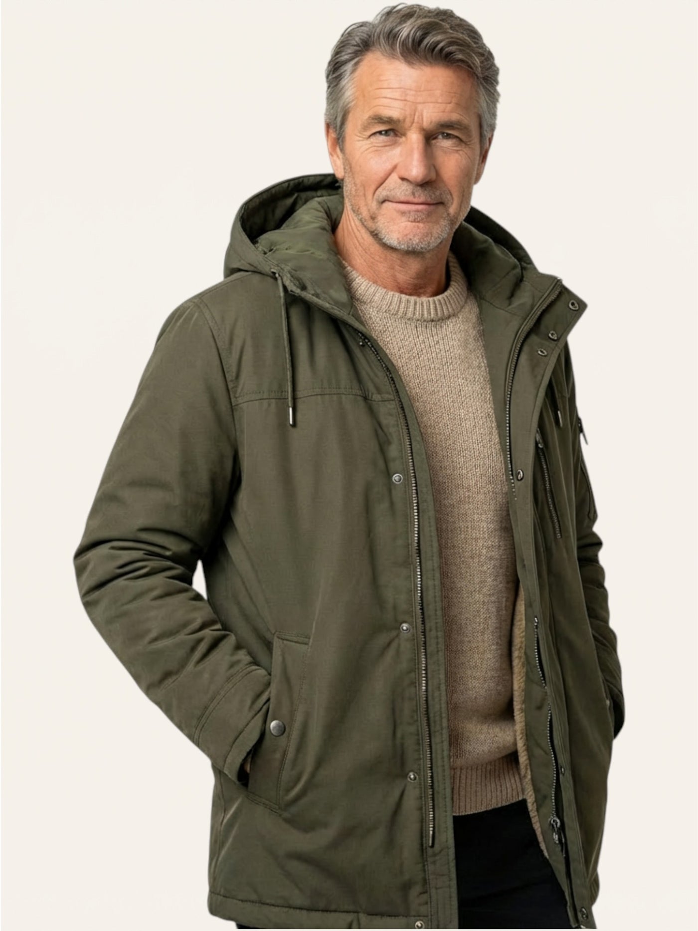 Herrenjakke med hette | Varm