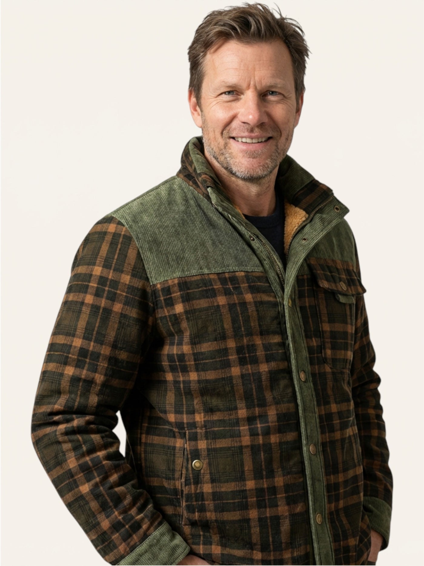 Rutete Herrejakke med Knapper