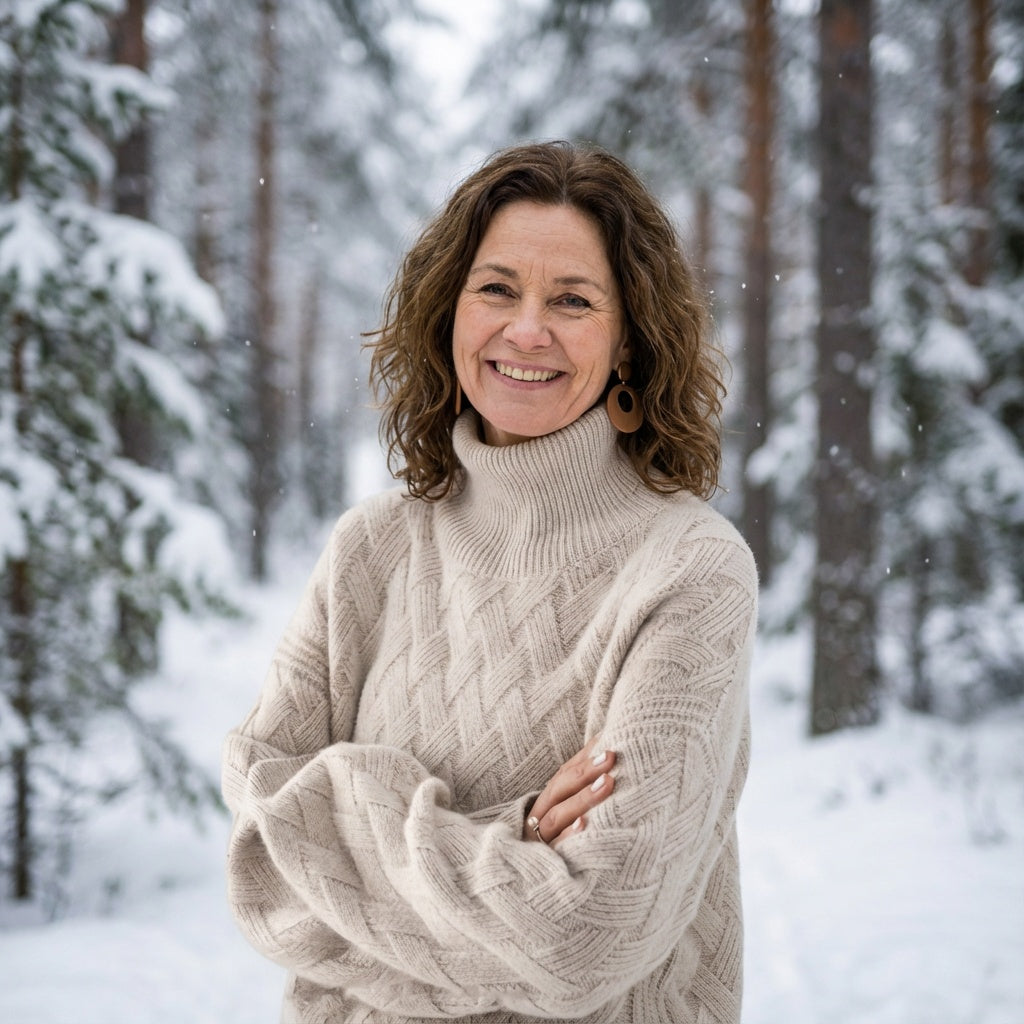 Ann | Strikket Oversized Kolle Genser med Strukturmønster