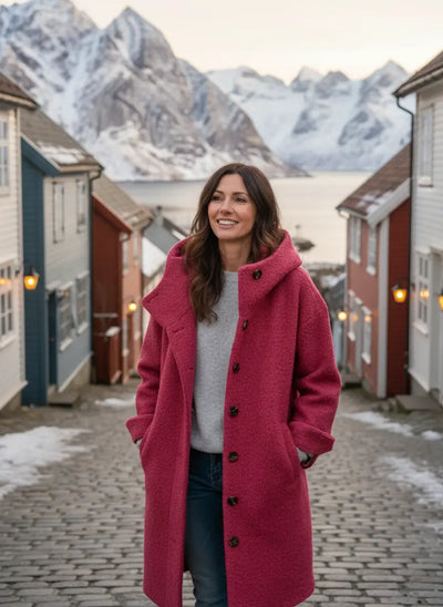 Koselig lang frakk med knapper