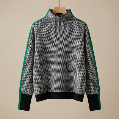 Mala | Genser med høy krage og markante kontraststriper